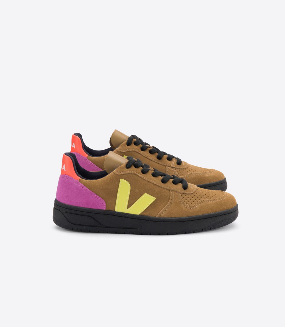 Veja Trainers Mens Brown - V-10 Bastille Suede Tent - YARS-50324